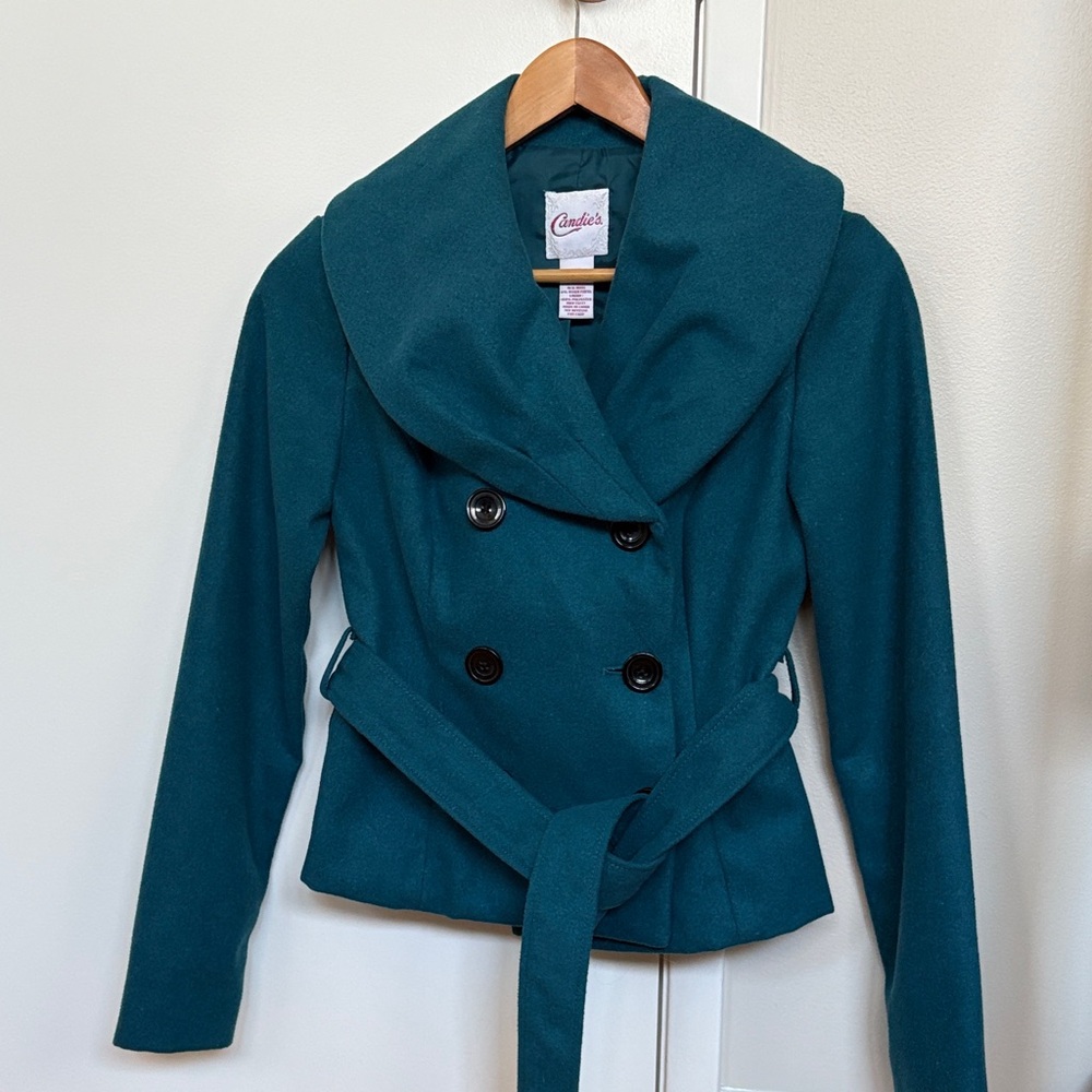 Candie's Teal Double-Breasted Pea Coat